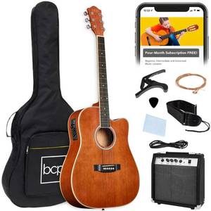 Beginner Acoustic Electric Cutaway Guitar Set w Gig Bag, Strap - 41in, Retail $171.99