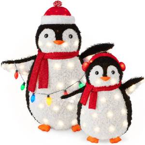 2pc Lighted Pop-Up Penguin Family Christmas Decoration w 150 Lights - 3ft