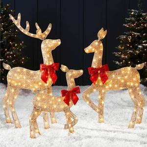 3-Piece Lighted Christmas Deer Set Outdoor Decor with 175 LED Lights, Retail $157.99