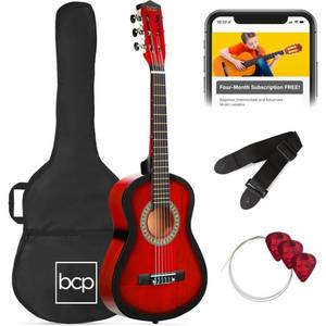 Kids Acoustic Guitar Beginner Starter Kit w Carrying Case - 30in, Red Burst