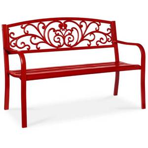 Steel Bench for Outdoor, Patio, Garden w Floral Design - 50in, Red, Retail $199.99