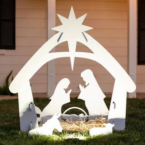 Christmas Nativity Scene Yard Decoration w Water Resistant PVC
