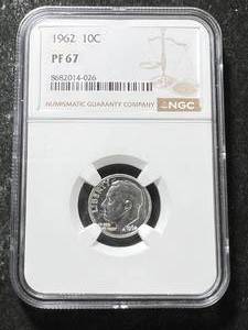 1962 US PROOF ROOSEVELT DIME NGC PF67