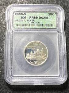 2000-S US PROOF SILVER STATE QUARTER ICG PR69 DCAM