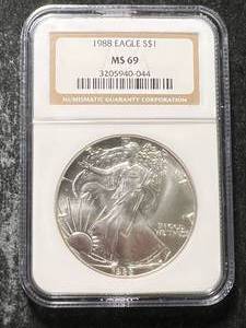1988 AMERICAN SILVER EAGLE NGC MS69