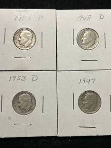 4 US SILVER ROOSEVELT DIMES
