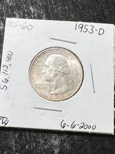 1953-D US WASHINGTON QUARTER MS60