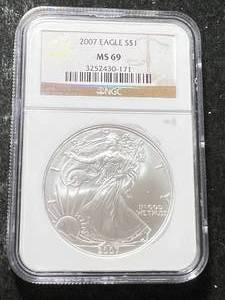 2007 AMERICAN SILVER EAGLE NGC MS69