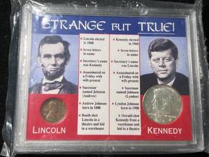 STRANGE BUT TRUE US LINCOLN CENT WITH 1964 KENNEDY HALF DOLLAR