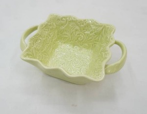 Vintage Green Ceramic Candy dish with handles