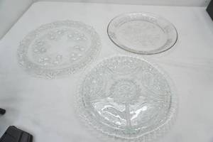 Vintage Glass Christmas Plate , glass divided serving plate,Clear Glass serving plate