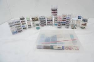 Glass, Stone & Other Beads, Small Bead Bin. (beads are separated in organizing cylinders)