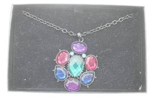 Fashion Jewelry Necklace. Clustered Pendant wcolorful crystals