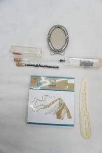 Vintage Hair Comb, Beading Kit, Beads, Small metal picture frame