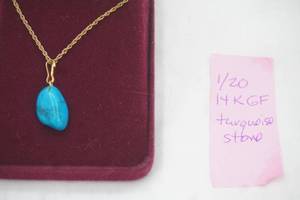 120 14KGF Turquoise Stone Pendant Necklace