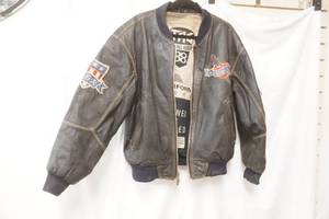 Vintage 1990s Michael Hoban USA Leather Bomber Jacket (lining is shot) Tag 88. Size Medium