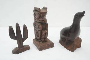 3 Carved Figured, 2 are Iron Wood