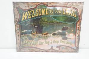 NEW 16x12.5 Metal Loon Sign Welcome to our Lake. Please Enjoy Your Stay & Come Back Soon