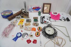 Vintage Collectibles. Disney, Vegas Hat, Aqua Blue Insulator, Vintage Electric Iron and more