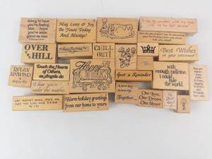 Stampin Up Wooden Rubber Stamp Set - Assorted Greeting Sentiments