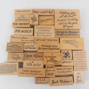 Stampin' Up! Wood-Mounted Rubber Stamp Set - Assorted Sentiments & Phrases