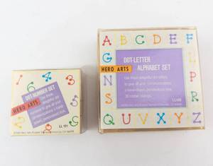 Hero Arts Dot-Letter Alphabet Set LL100 & Dot-Number Set LL101 - 30 Letter Stamps & 10 Numbers