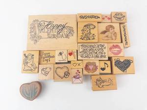 Stampin Up Valentines Day Rubber Stamp Set on Wood Blocks