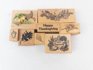 Thanksgiving Wood Block Stamp Set (Lot of 9)