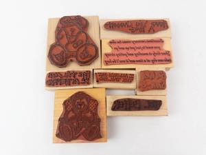 Rubber Stamps - Bear & Get Well Wood Block Set (Lot of 9)