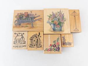 Stampin Up Wood-Mounted Rubber Stamp Set - Floral Bouquets & Home Motifs