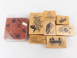 Fly Fishing Rubber Stamp Set - 16 Teeny Weeny Stamps - Personal Stamp Exchange