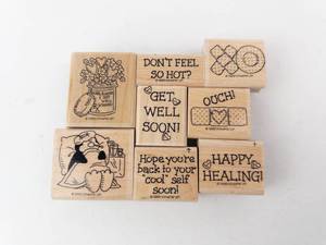 Stampin Up Dont Feel So Hot Get Well Soon Rubber Stamp Set (9 Stamps)