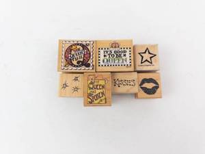 Queen-Themed Rubber Stamps on Wood Blocks - 7-Piece Set