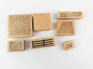 Rubber Texture Stamp Set - Pattern Blocks (Lot of 7)