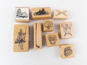 Vintage Wood Block Rubber Stamps - 9 Designs