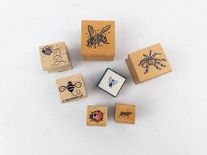 Stampin Up Insect Rubber Stamp Set - Bee, Butterfly, Ladybug, Spider, Ant (Lot of 7)