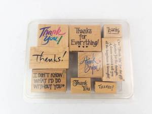 Stampin Up Thank You Rubber Stamp Set - Wood Block Sentiments