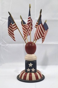 Patriotic Hand-Painted Wood Flag Holder