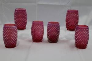 Fenton Cranberry Opalescent Hobnail Tumblers - 6-Piece Set