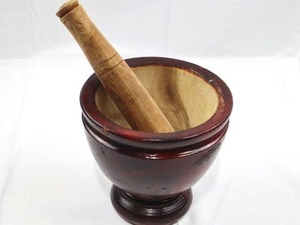Thai Wooden Mortar & Pestle Set - 8 in Bowl, 7.75 in High Pestle 10.75 in Long