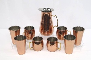 Pier 1 Imports Copper Moscow Mule Bar Set - Pitcher & 4 Mugs & 4 Tumblers
