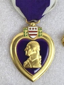 Vintage US Army Pins Including Purple Heart Medal with Ribbon