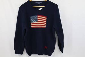 Ralph Lauren Sport Navy Knit Sweater with American Flag Patch - XL