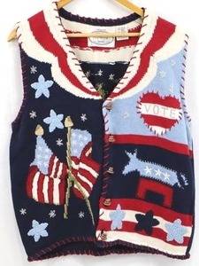 Eagles Eye Collectibles Knit Vest - Patriotic USA Vote Design (1996) Size MM