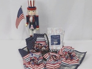 Nutcracker Soldier Patriotic Display With American Flag & Pier 1 Napkins