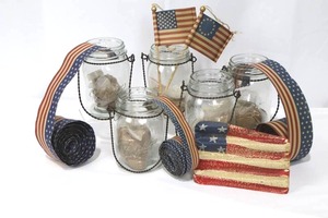 Patriotic Mason Jars with Rope Handles - 4-Piece Set