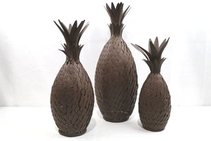 Vintage Metal Pineapple Luminary Set - 21in, 18in & 15in Tall