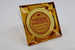 Golden Nugget Ash Tray - Vintage Downtown Las Vegas Glass