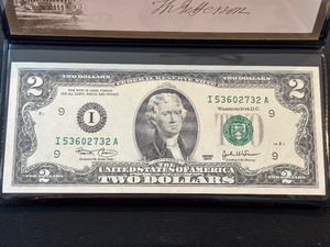 2003 Green Seal $2 Dollar Note Uncirculated