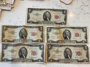 1953 Red Seal $2 Dollar Notes